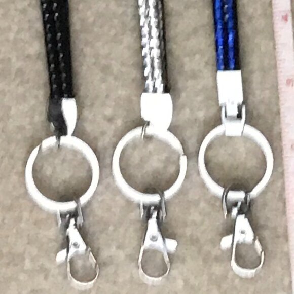 💎 3-Pack Rhinestone Lanyard Bundle — Silver, Blue & Black Sparkle – NWOT - Picture 5 of 9
